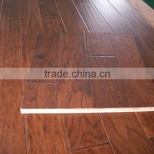 Hickory Brushed Limed UV Oiled Oak Engineered Wood Flooring Antique Handscraped Elm Engineered Wood Flooring thumbnail-3