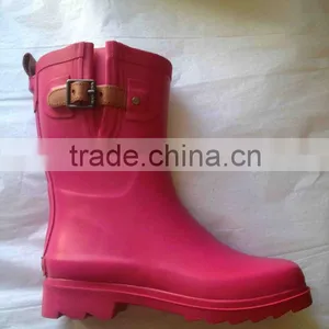 Red Women Safety Shoes Rubber Rain Boots thumbnail-1
