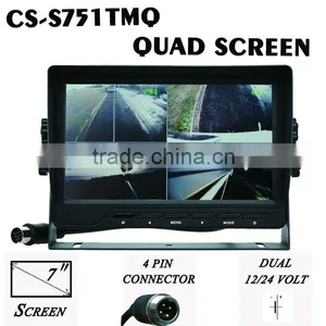 7" LCD 4CH Video Quad Split Monitor Car Rear View Kit thumbnail-1