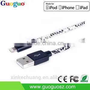 High Quality Fast Charge 8pin PU Leather Braided Mfi Usb Cable for Iphone7 thumbnail-4
