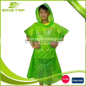 Five-star Service Disposable Clear Colorful Printing Rain Coat Hood Raincoat thumbnail-5