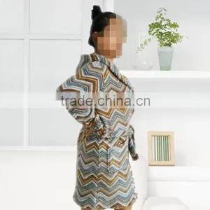 Kevince Women Flannel Pyjama Robe Wave AOP Printed Knitting MOQ 1000pcs OEM Factory Directly thumbnail-2