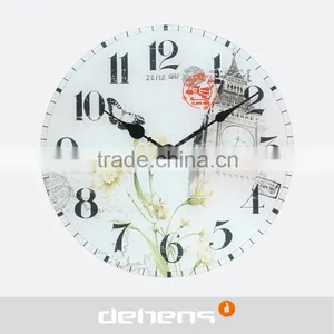 DEHENG Flower Glass Printed Wall Clocks thumbnail-3