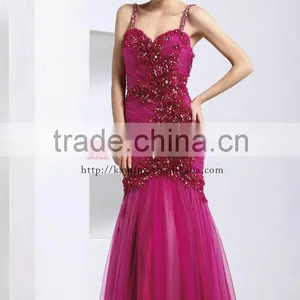 New Design Sexy Backless Spaghetti Strap Beaded Mermaid Fishtail Sleeveless Evening Dress 2014 thumbnail-2