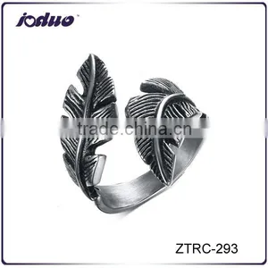 2016 Retro Style Feather Stainless Steel Cuff Ring thumbnail-1