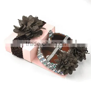 2016 Christening Shoes for Baby Girl Wholesale Boutique Summer Baby Shoes Cheap Baby Shoes Matching Headband thumbnail-1