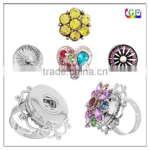 Silver DIY Snap Buttons Resin Glass Rhinestone Heart Ring thumbnail-1