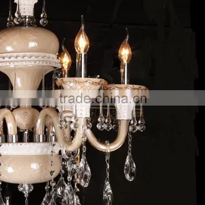 Medium Brown Candle Chandelier Crystal Pendant thumbnail-3