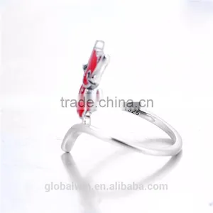 Factory Promotion Solid 925 Latest Wedding Ring Designs Red Black Enamel Sterling Silver Ring Cat Animal Sex Women'S Ring Animal thumbnail-2