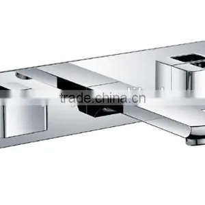 New Design Two Handle Brass Wall Basin Mixer thumbnail-1