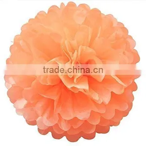 12" Orange Tissue Paper Flowers Pom Poms for Wedding Party Decoration thumbnail-1