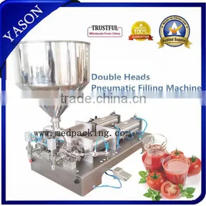 Self-suction 300-2500ml Double Heads Butter Salad Cheese Filling Machine For High Viscosity Liquid thumbnail-1