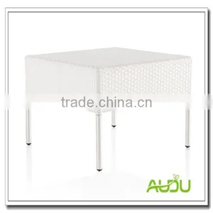 Square Outdoor Rattan White Dining Table thumbnail-1