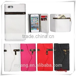 Wholesale Luxury Zippered Leather Wallet Flip Case For Apple Iphone 6 With Corsair, Eather Wallet Flip Case For Iphone 6 thumbnail-2