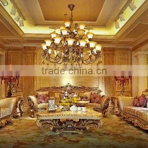 Palace Classic Hand Carved Wooden Upholstery Living Room Sofa Set Furniture(MOQ=1 SET) thumbnail-3