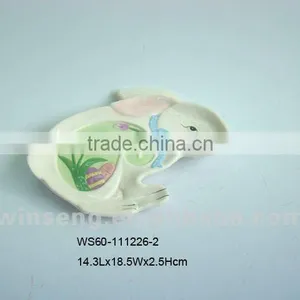 Good Quality Ceramic Easter Rabbit Plate for Decoration thumbnail-1