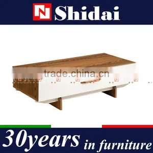 Mid Century Modern Design Coffee Accent Table With Drawers Natural TA-110 thumbnail-1