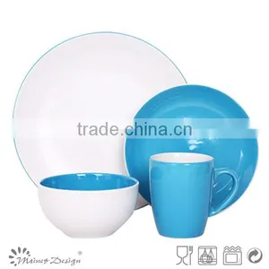 Blue and White Eco Round Glazed Western Dinner Set thumbnail-1