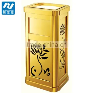 Square Stainless Steel Powder Coated Dust Bin With Ashtray thumbnail-5