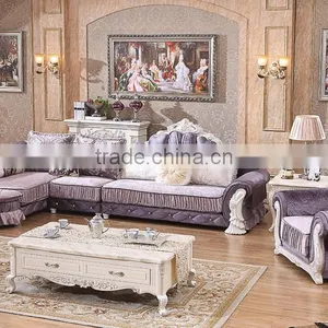 M868 Home Use High Class Living Room Furniture European Classical Wooden Fabric Sofa With Lounge Chaise thumbnail-2