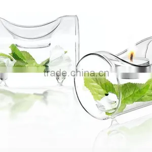 HOT SALE !Set of 2 Single Clear Glass TeaLight Candle Holders thumbnail-1