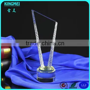 KM-ZP74 Hot! Personalization K9 Crystal Optical Glass With Coloured Glaze Engraving Glass Trophy thumbnail-3