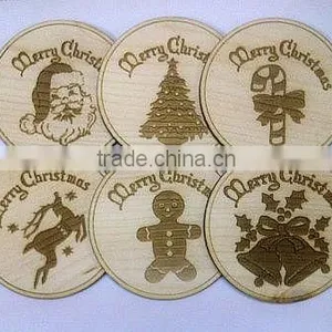 Christmass Themed Wooden Coasters, Laser Engraved thumbnail-1