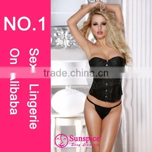 2015 New Style Top Quality Wetlook Lingerice Club Wear Lingerie Sexy Busty Corset Bustier thumbnail-1
