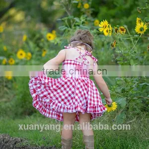 2017 Wholesale Lovely Plaid Kids Clothes New Fashion Party Frocks Designs Children Girl Dress thumbnail-5