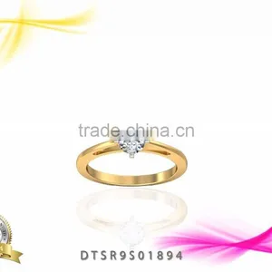 Single Stone White Zircon 14kt Gold Plated Ring thumbnail-1