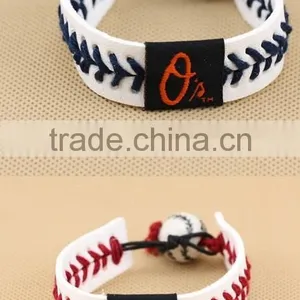 U.S. Major League Baseball Leather Braided Bracelet, Baseball Sports Leather Bracelet,custom Logo Leather Bracelet for Promotion thumbnail-1