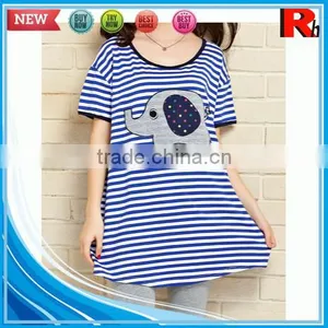China 100% Cotton Soft Stripe Custom Wholesale Formal Dresses for Pregnant Women thumbnail-1
