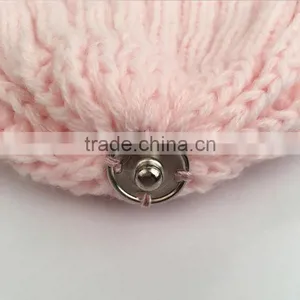 Myfur Baby Pink Bright Wool Knit Hat Wholesale With Real Fox Fur Pom Pom thumbnail-5
