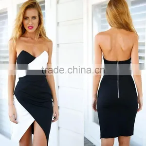 Bestdress Boutique Bestdress Celeb Formal 2015 NEW ARRIVALFASHION HOT BLACK WHITE JOINT BACKLESS PENCIL TUBE DRESS Apparel Wear thumbnail-1