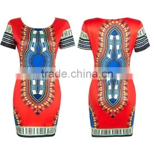 Walson Women Traditional African Print Fitted Dashiki Bodycon Dress thumbnail-5