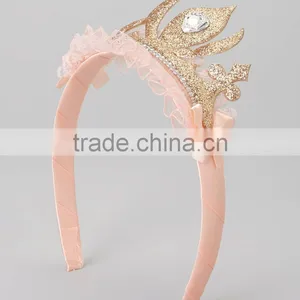 New Pink Baby Girls Gold Heart Crown Adorable Kids Headband Cute Girls Accessories For OEM HA90423-28 thumbnail-1