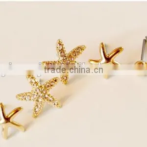 New 2017 Latest Fashion Earring ,Gold Starfish Stud Earrings For Women thumbnail-1