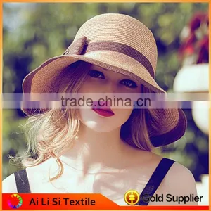 Woman Beach Foldable Sun Hats, Woman Wide Brim Flet Beach Hats thumbnail-1