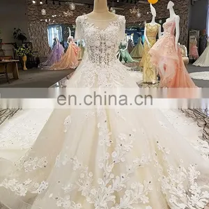 LS00272 Appliques Elegant Traditional Chinese Lace Casual Dress Short Sleeve Wedding Dresses Suzhou thumbnail-6