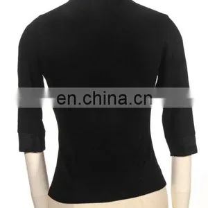 Gothic Natural Cotton Female Top With V-neck Laced Cut thumbnail-2