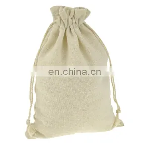 White Cotton Drawstring Pouch With Customized Logo Bag thumbnail-3
