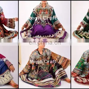 Vintage Traditional Kuchi Dress - Gypsy Afghani Tassel Dress - Kuchi Indian Traditional With Tassel Dress thumbnail-3