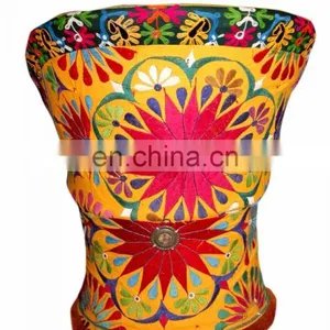 Indian HANDMADE Hand-embroidered Vintage Sari Chairs Bamboo Chair Beautiful Antique Sari Patch-work Patio Vintage Banjara Chair thumbnail-4
