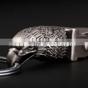 Luxurious Goshawk Head Leather Keychain, Custom Logo Leather Keychain thumbnail-1