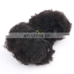 Factory Wholesle High Quality Afro Kinky Curl Human Hair Weft Double Drawn thumbnail-2