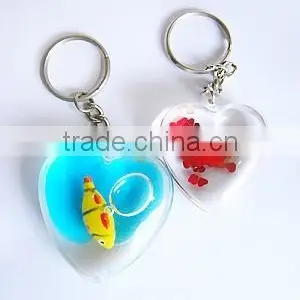 Double Heart Shaped Acrylic Keychain, Wholesale Plastic Keyring thumbnail-1