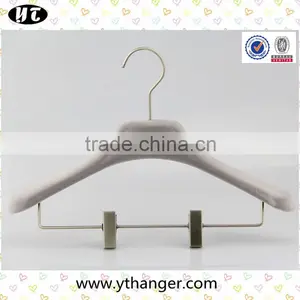 Gray Fashion Velvet Flocking Hanger With Clips for Suits thumbnail-1