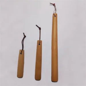Eco-friendly Handle Beech Shoehorn Wood Customized Logo Hotel Homehold Reusable Shoe Lifter thumbnail-2