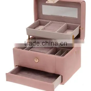OEM Pink Leather Display Case for Jewelry, High Quality Jewelry Display Box, Pink Leather Jewelry Box Custom Logo thumbnail-4