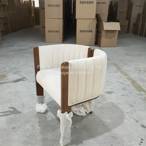 Hot-Selling Best Quality Blue Beige Color Customize Dining Chairs Wooden Leg pu Leather Project Chair thumbnail-5